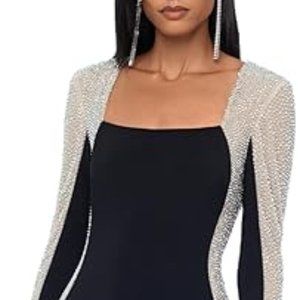 XSCAPE Embellished Colorblocked Gown